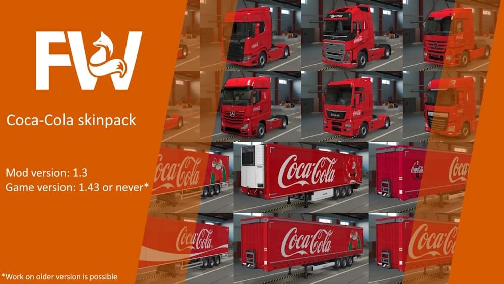 Набор комбо-скинов Coca Cola для ETS2 1.49
