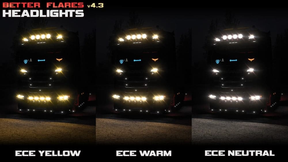 Улучшенный свет фар для Euro Truck Simulator 2